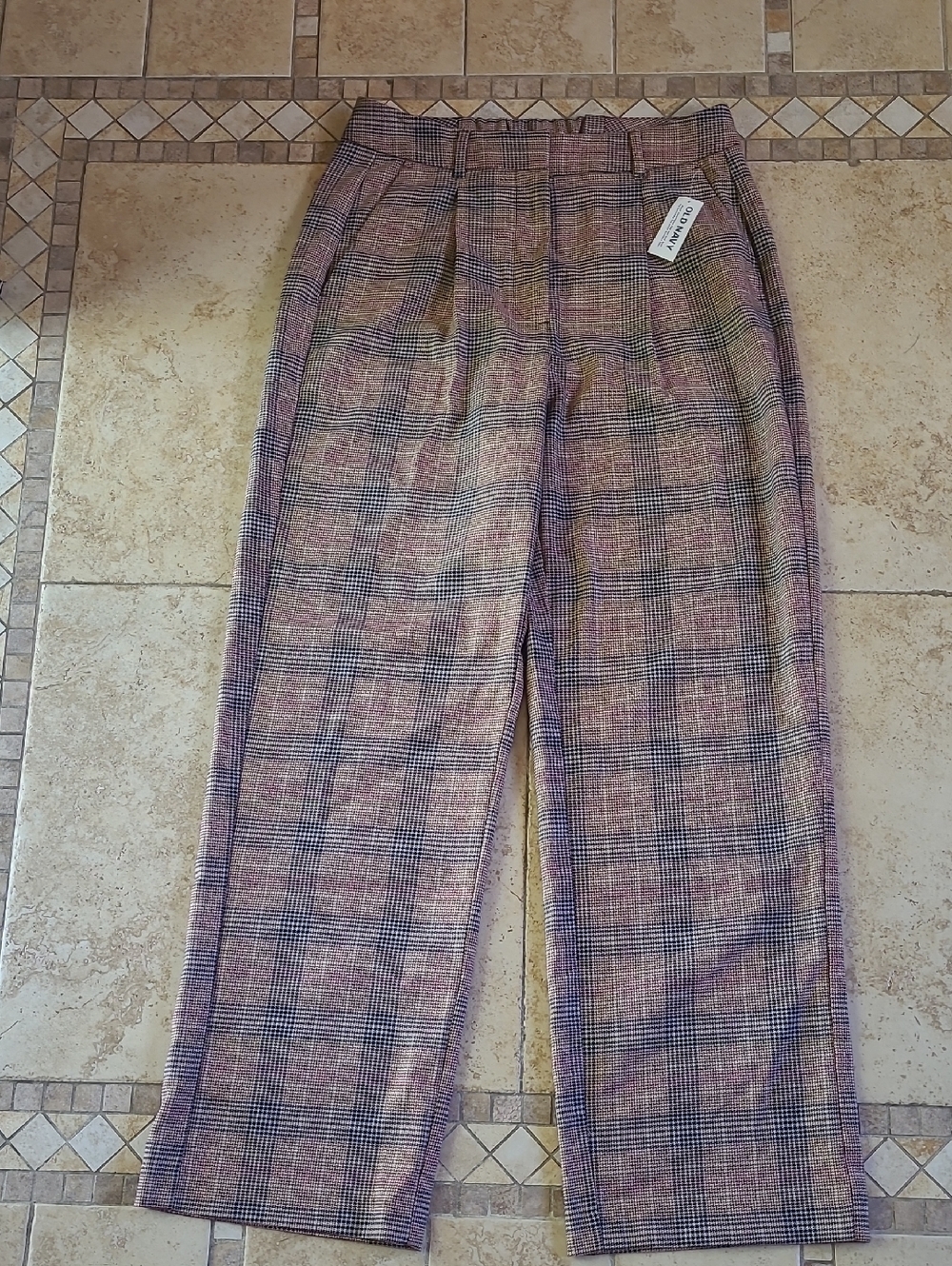 Women's Old Navy Plaid Pleated Trousers Pants
